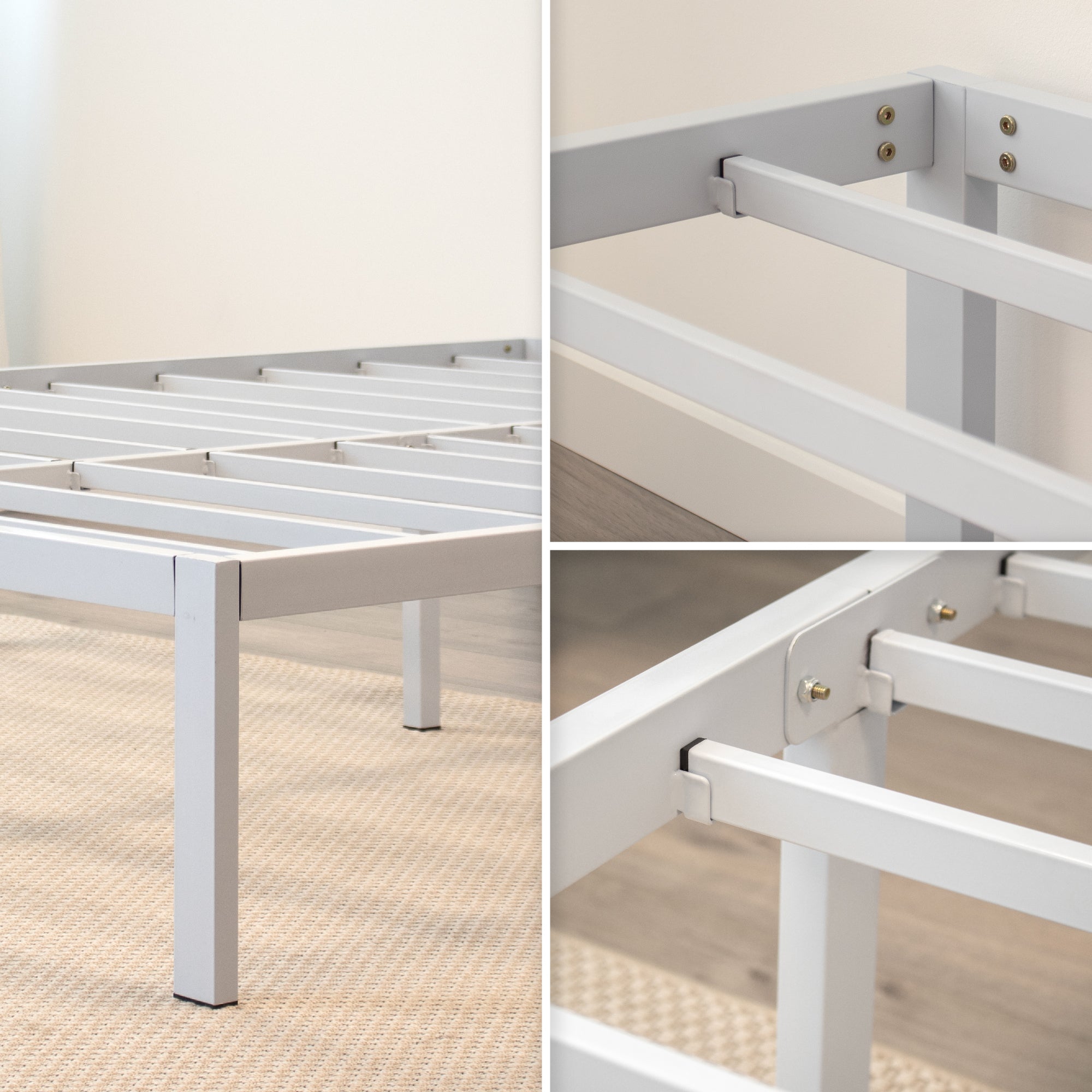 SAPPHO - Letto piattaforma metallico con spazio contenitivo di 31 cm - Nero o Bianco
