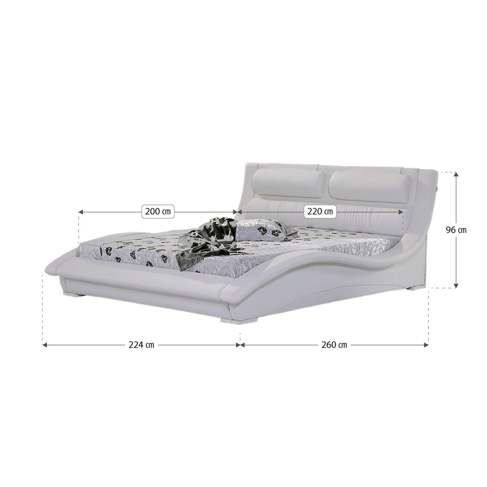 LEANDRO - Letto in pelle sintetica nero e bianco