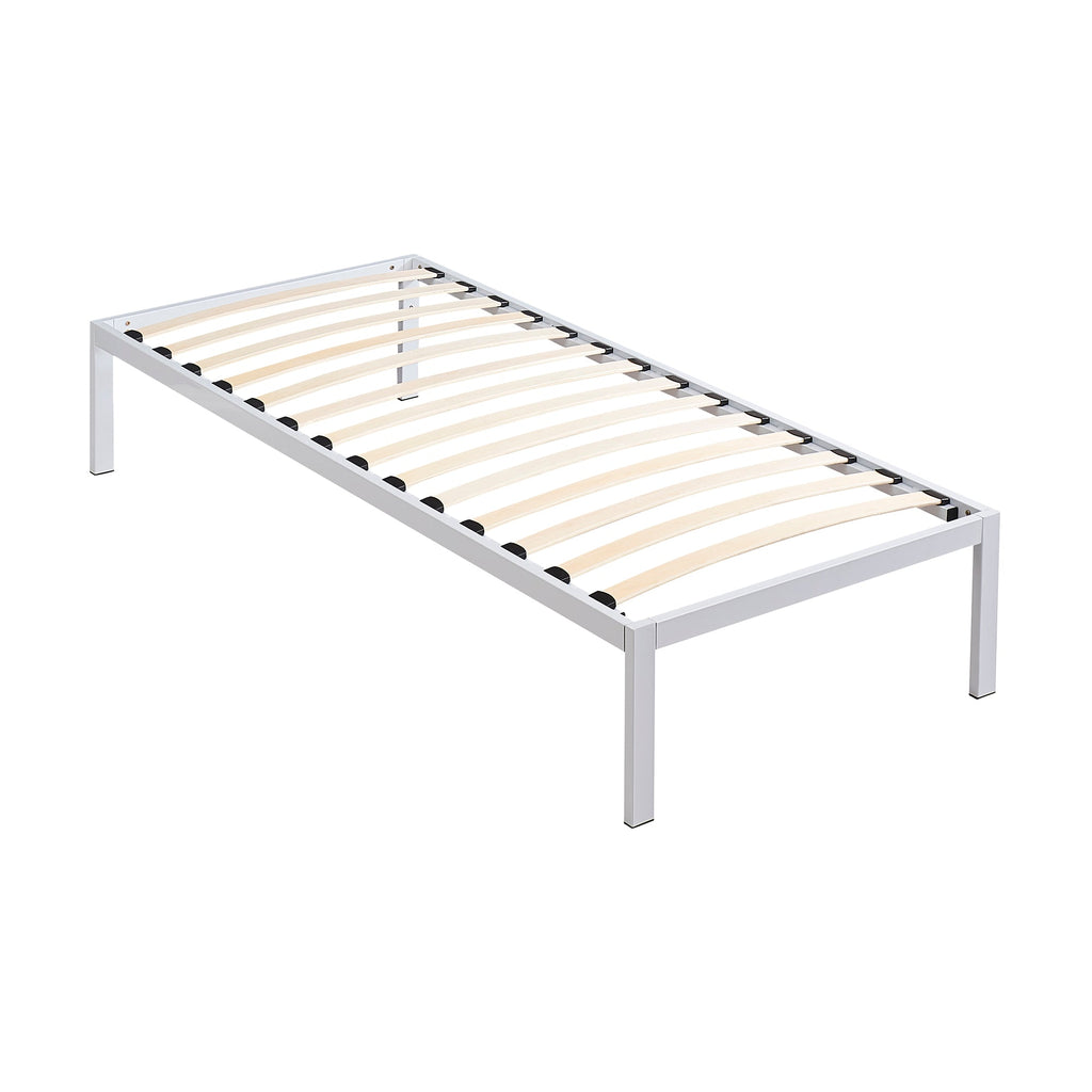 iBase - Letto con struttura metallica e spazio contenitivo di 30 cm in nero e bianco