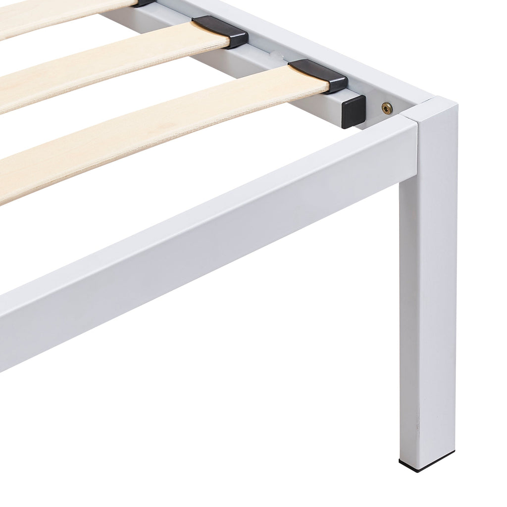 iBase - Letto con struttura metallica e spazio contenitivo di 30 cm in nero e bianco