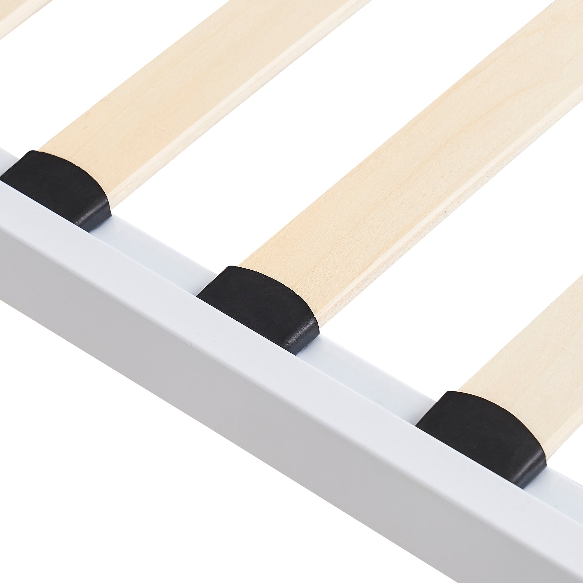 iBase - Letto con struttura metallica e spazio contenitivo di 30 cm in nero e bianco